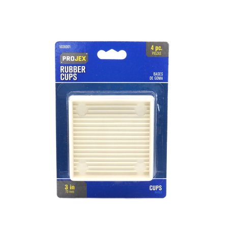 PROJEX Rubber Caster Cup White Square 3 in. W X 3 in. L , 4PK P0023